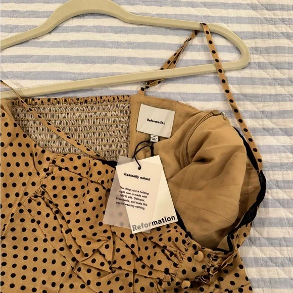 Reformation Ursula Silk Polka Dot Dress size 10 - Picture 5 of 7